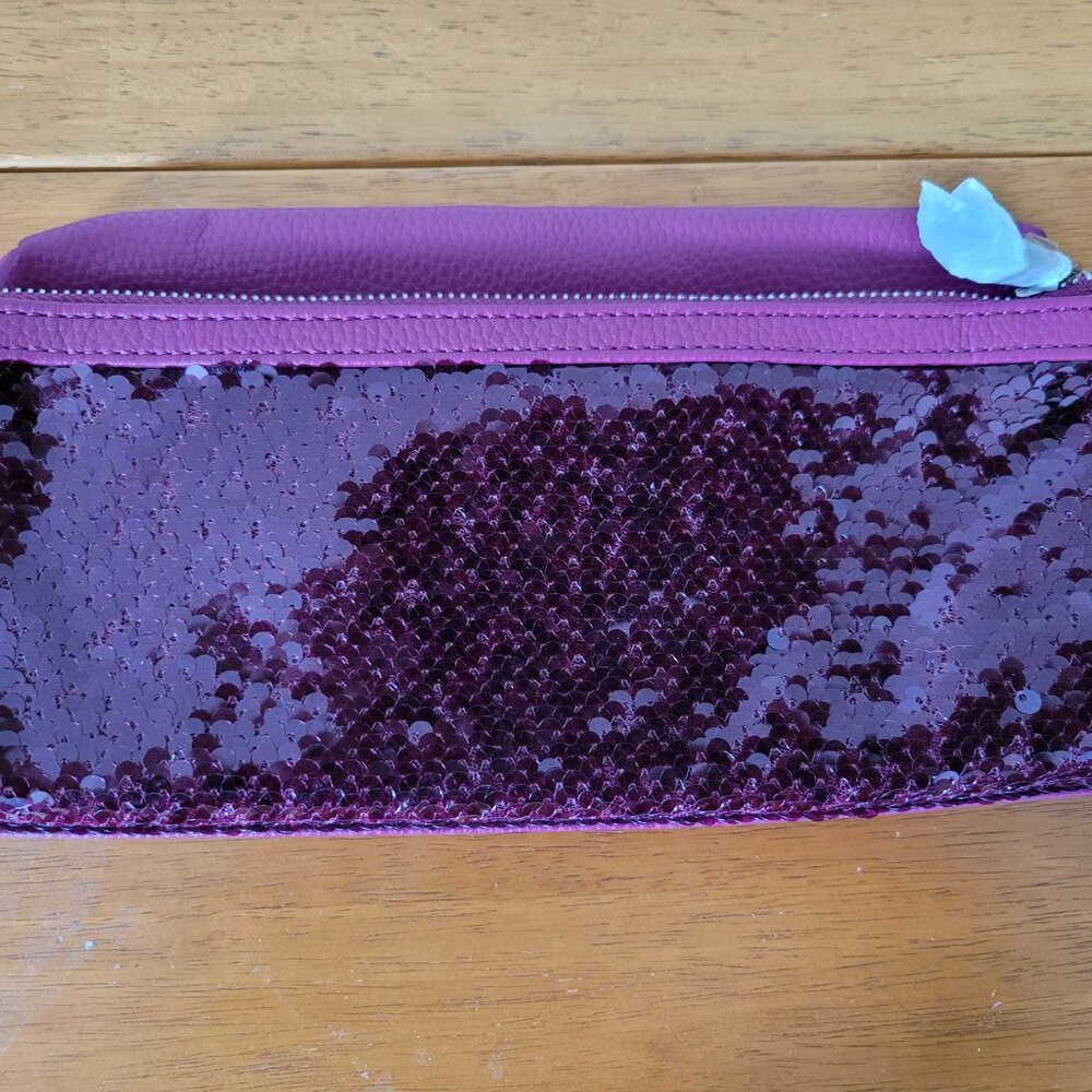 Thrity One Foldover Cluch Crushed berry peaple with sequins